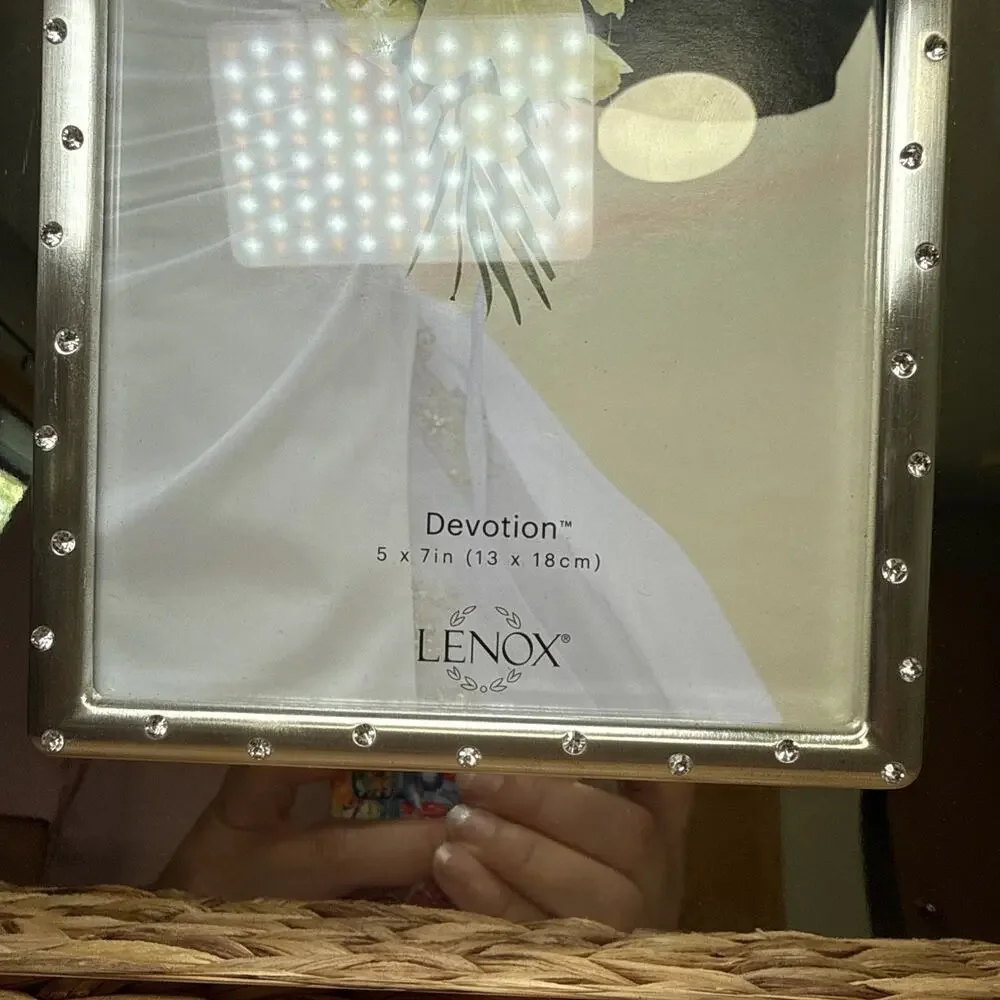 Lenox Devotion 5x7 Picture Frame Silver Plated Rhinestone Accent Wedding NWT